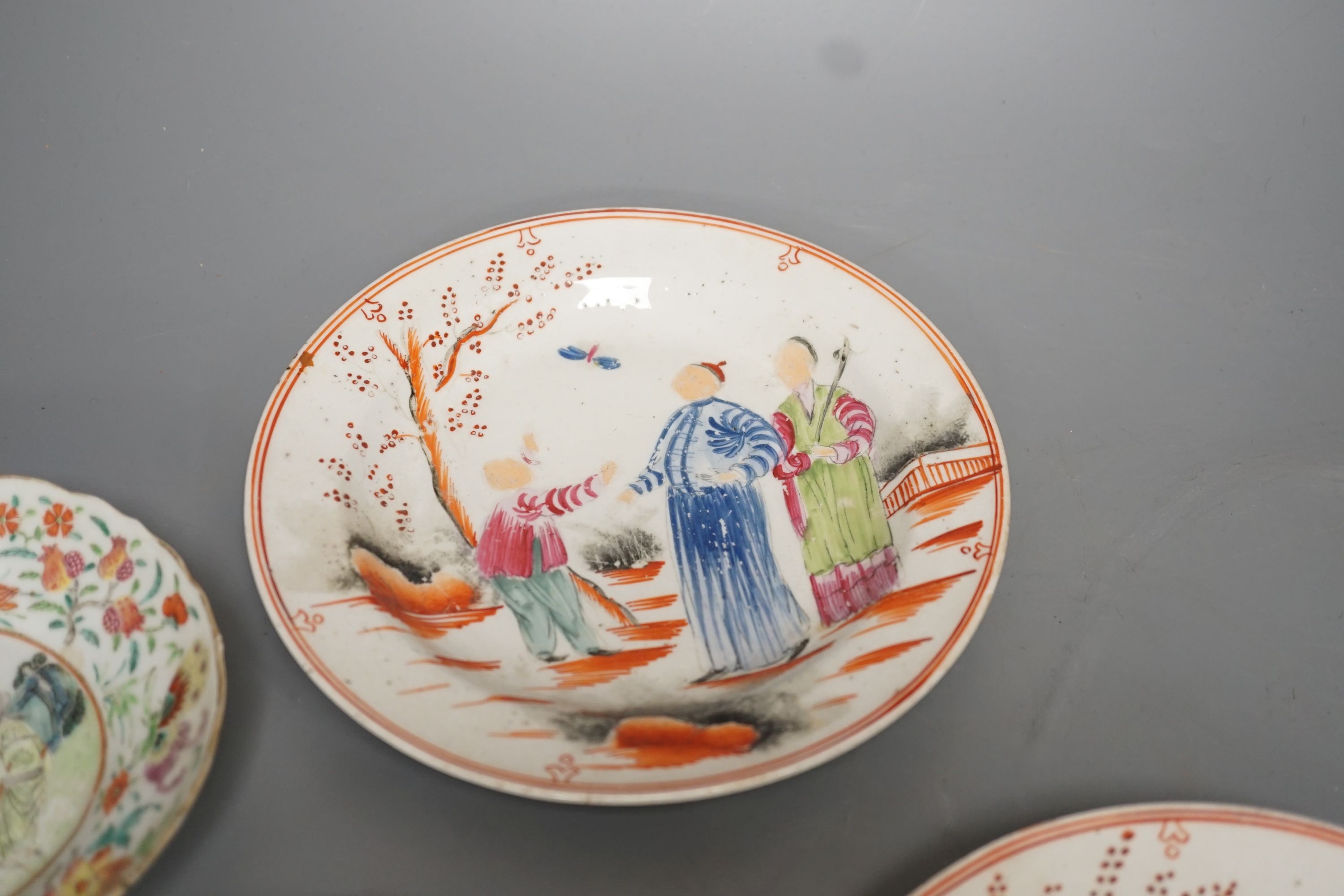 A group of 19th century Chinese famille rose and English chinoiserie tea wares